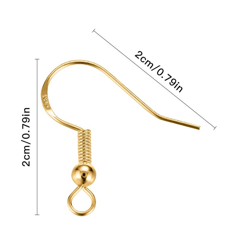 Lhedon 200 PCS/100Pairs 925 Sterling Silver and Gold Earring Hooks,Hypo-allergenic Fish Earring Hooks Earwires for DIY Jewelry Making Supplies with 200 PCS Soft Silicone Earring Backs - Image 2